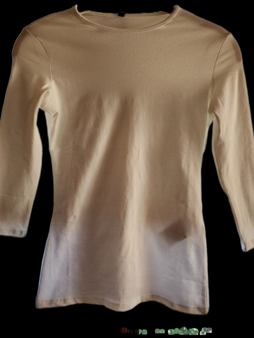 KIKIRIKI CREW NECK 3/4 SLEEVE TOP IVORY NWT